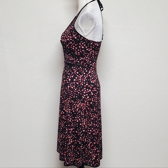 VINTAGE My Michelle Retro Bubble Print Halter Pin-up V-neck A-line Midi Dress - Picture 8 of 14